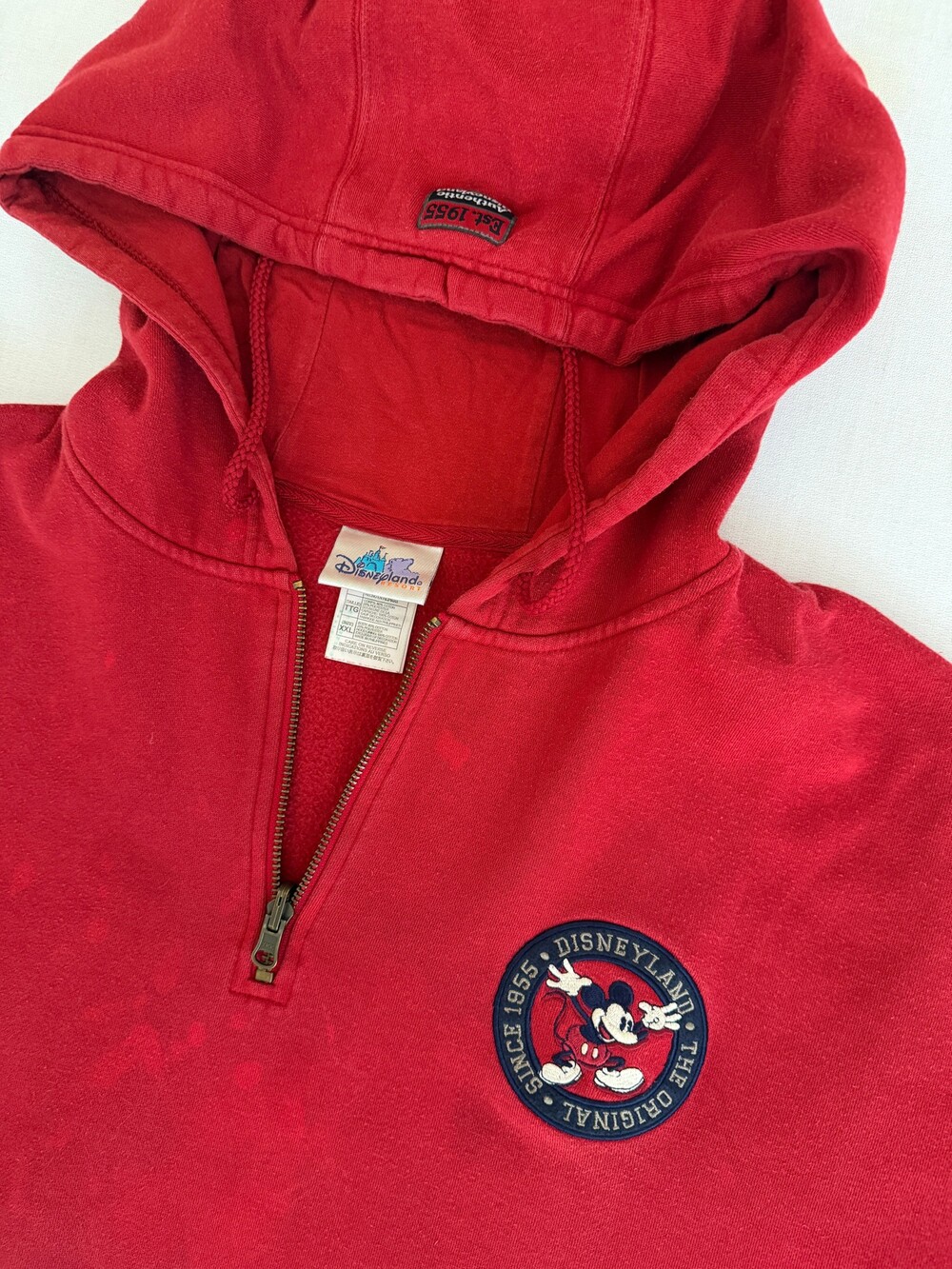 Disneyland The Original EST 1955 Red 3/4 Zip-Up Hoodie 1014